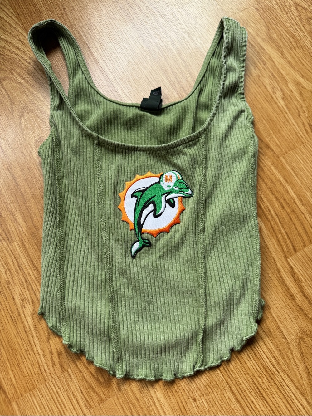 Miami Dolphins Green Ribbed Tank Top